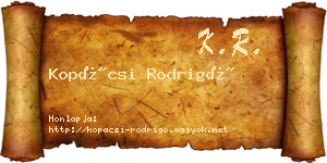Kopácsi Rodrigó névjegykártya